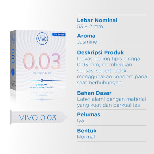 VIVO Kondom 0.03 isi 3 Pcs / Ekstra Tipis Ekstra Aman