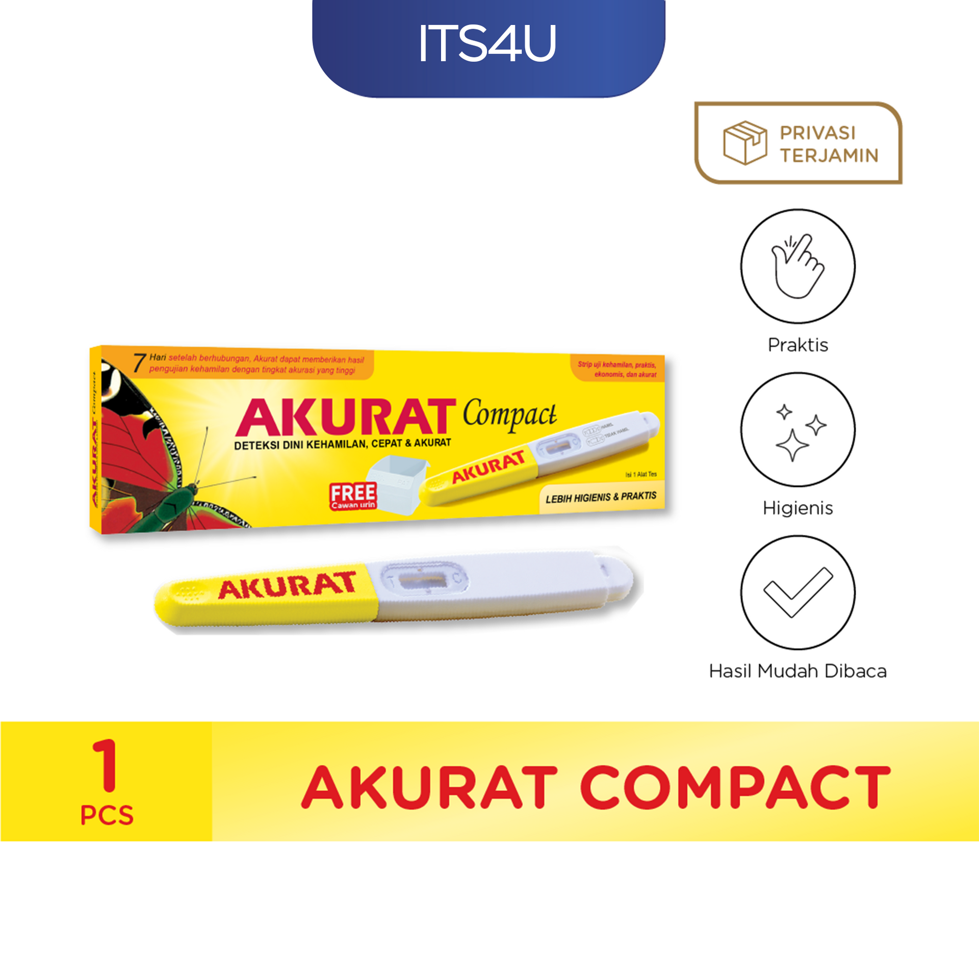 Akurat Compact Test Pack isi 1 Pcs / Alat Tes Kehamilan
