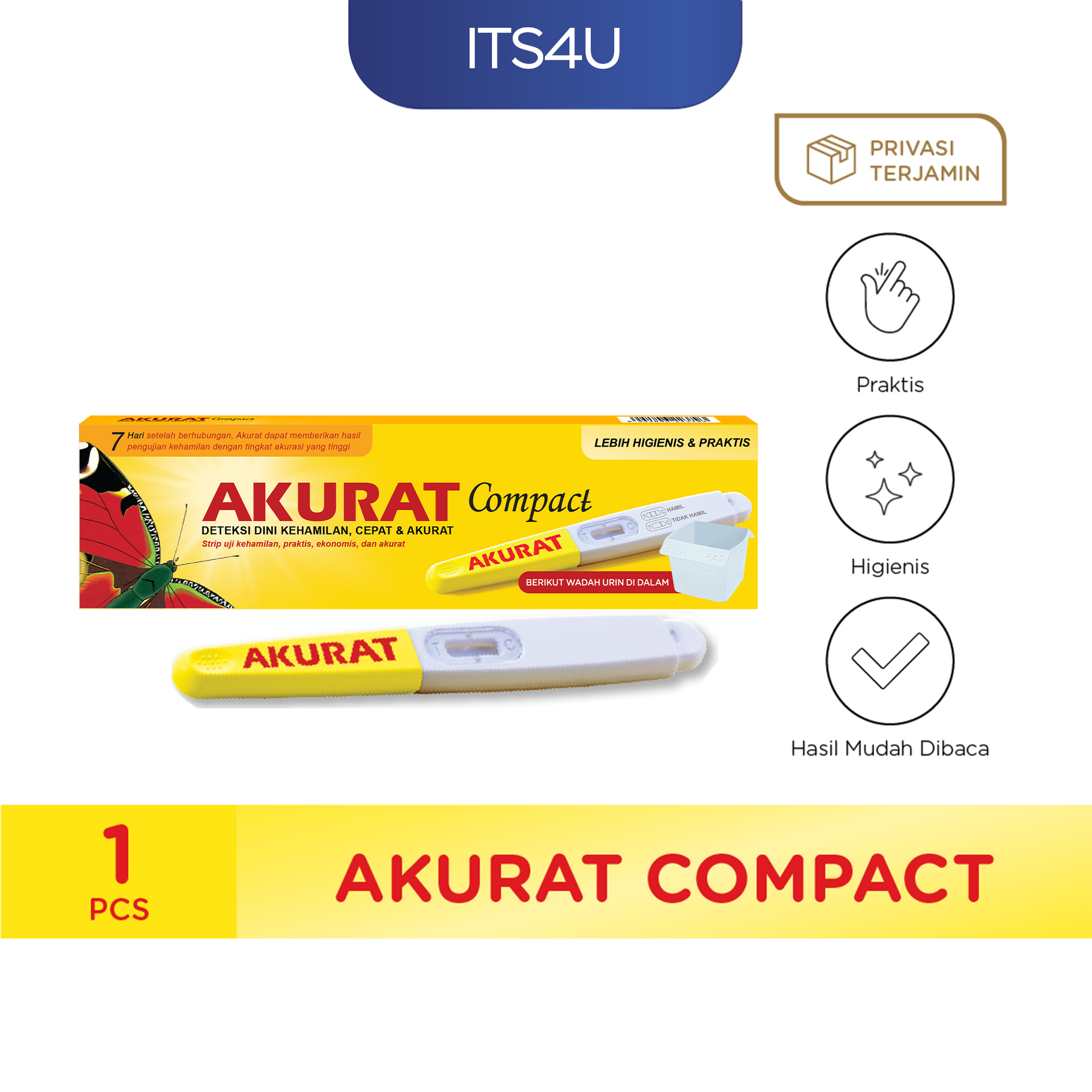 Akurat Compact Test Pack isi 1 Pcs / Alat Tes Kehamilan