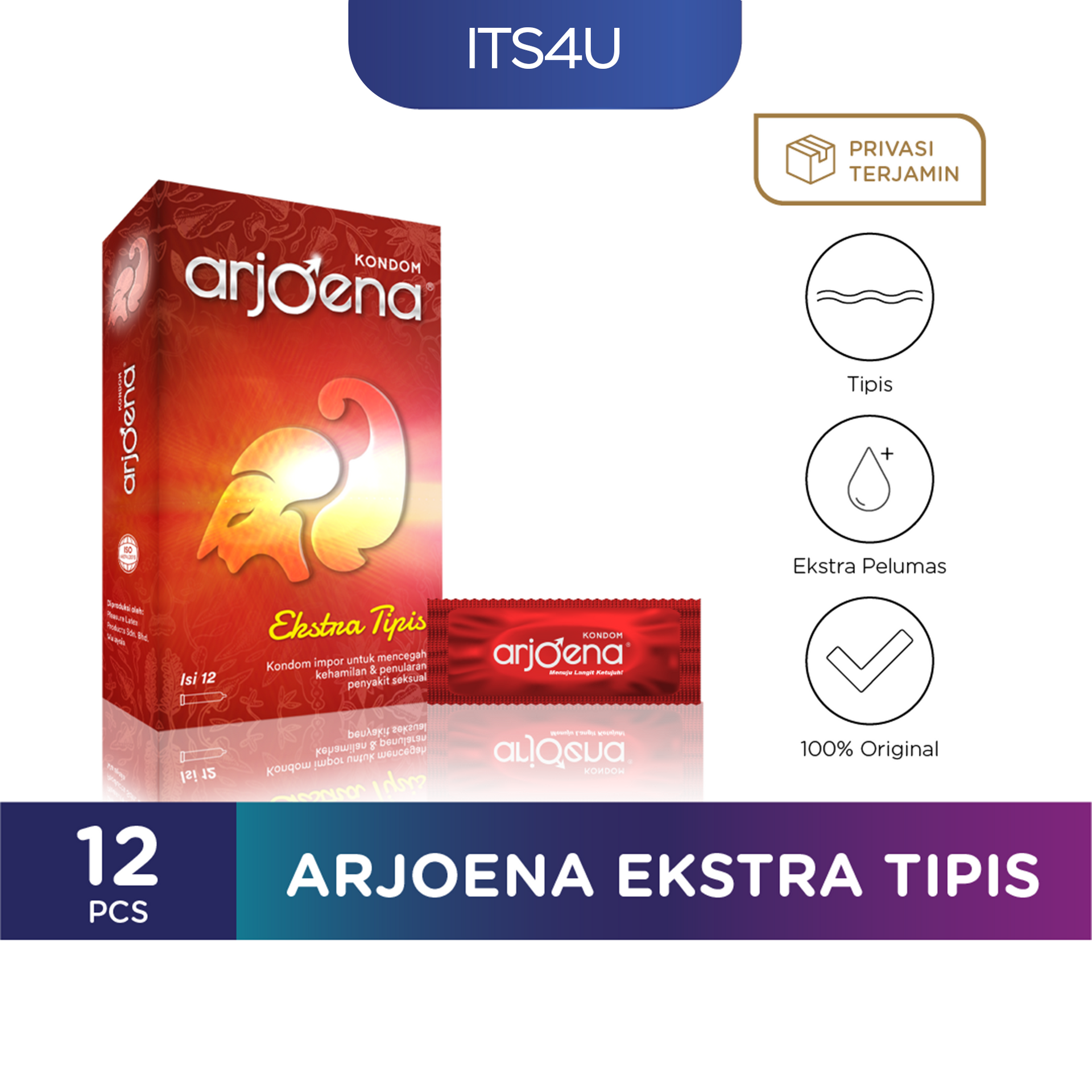 Arjoena Kondom Ekstra Tipis isi 12 Pcs / Ekstra Pelumas dan Aman