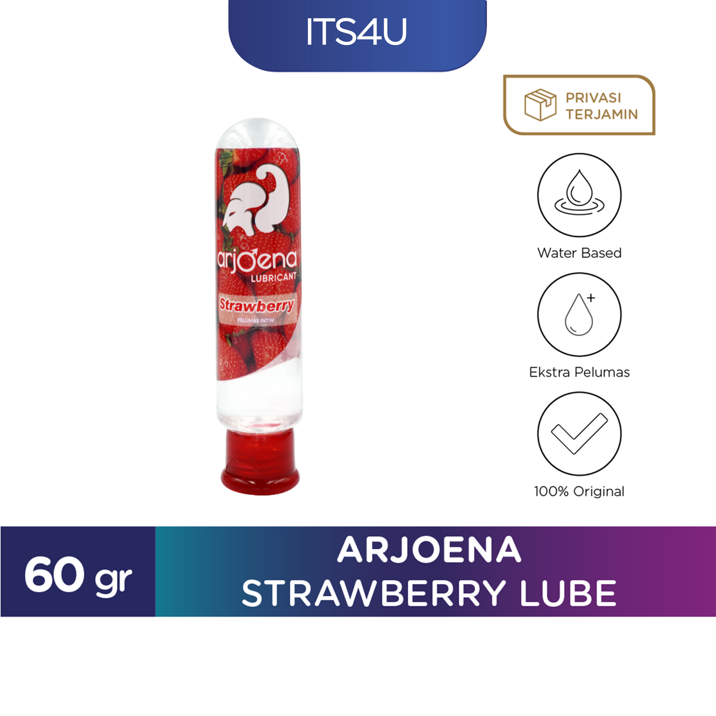 Arjoena Strawberry Lube Isi 60gr / Pelumas Pelumas Kondom