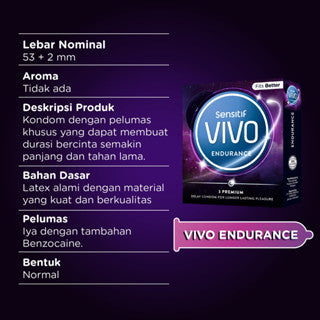 VIVO Kondom Endurance isi 3 Pcs / Durasi Panjang Tahan Lebih Lama-4