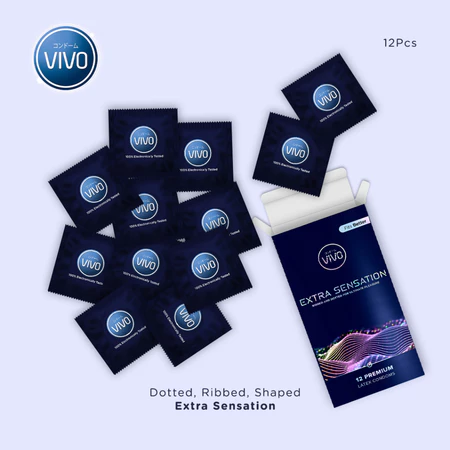 VIVO Kondom Extra Sensation isi 12 Pcs / Bergerigi Sensasi Ekstra