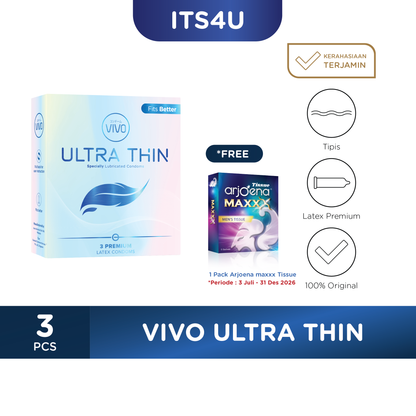 VIVO Kondom Ultra Tipis isi 3 Pcs / Tipis Ekstra Aman