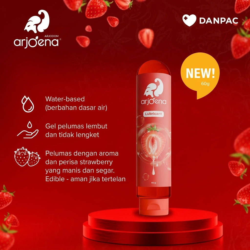 Arjoena Strawberry Lube Isi 60gr / Pelumas Pelumas Kondom