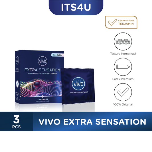 VIVO Kondom Extra Sensation isi 3 Pcs / Bergerigi Sensasi Ekstra