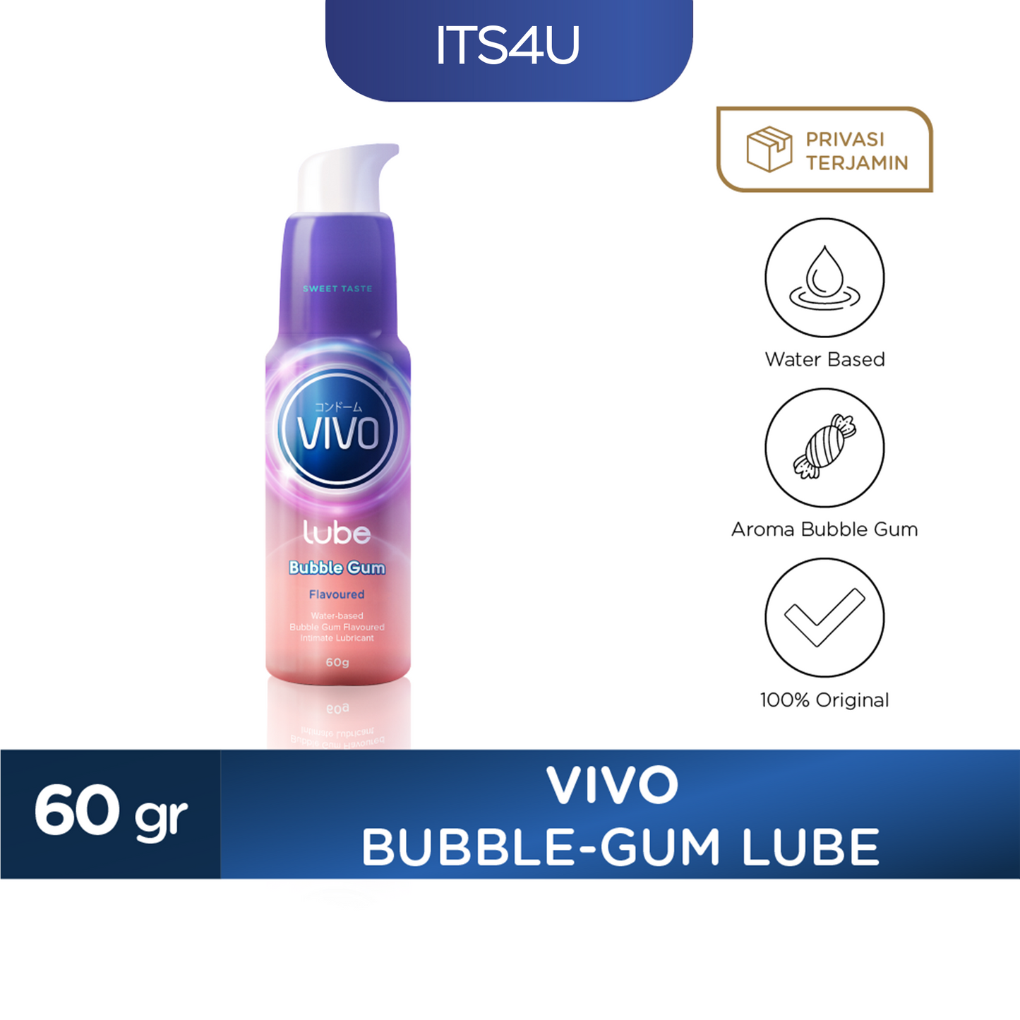 VIVO Bubble Gum Lube isi 60gr / Pelumas Pelumas Kondom
