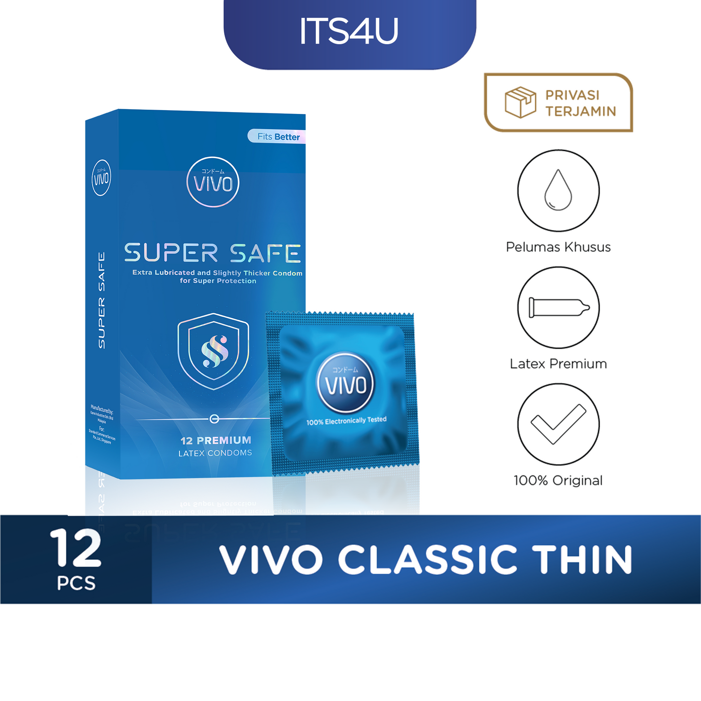 VIVO Kondom Super Safe isi 12 Pcs / Tipis Ekstra Aman
