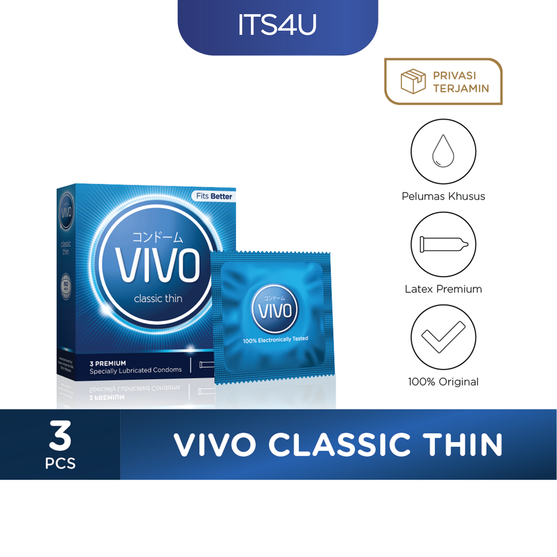 VIVO Kondom Super Safe - Classic Thin isi 3 Pcs / Tipis Ekstra Aman