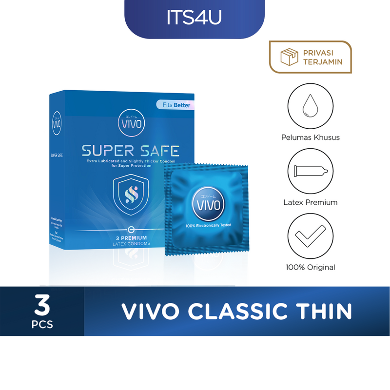 VIVO Kondom Super Safe - Classic Thin isi 3 Pcs / Tipis Ekstra Aman-1