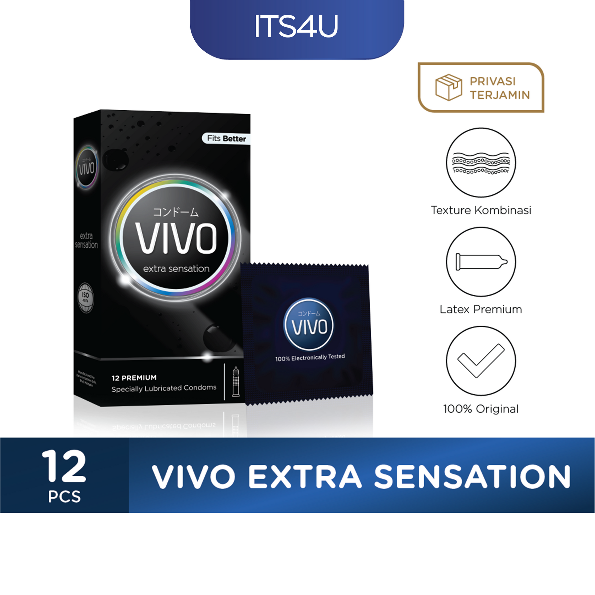 VIVO Kondom Extra Sensation isi 12 Pcs / Bergerigi Sensasi Ekstra