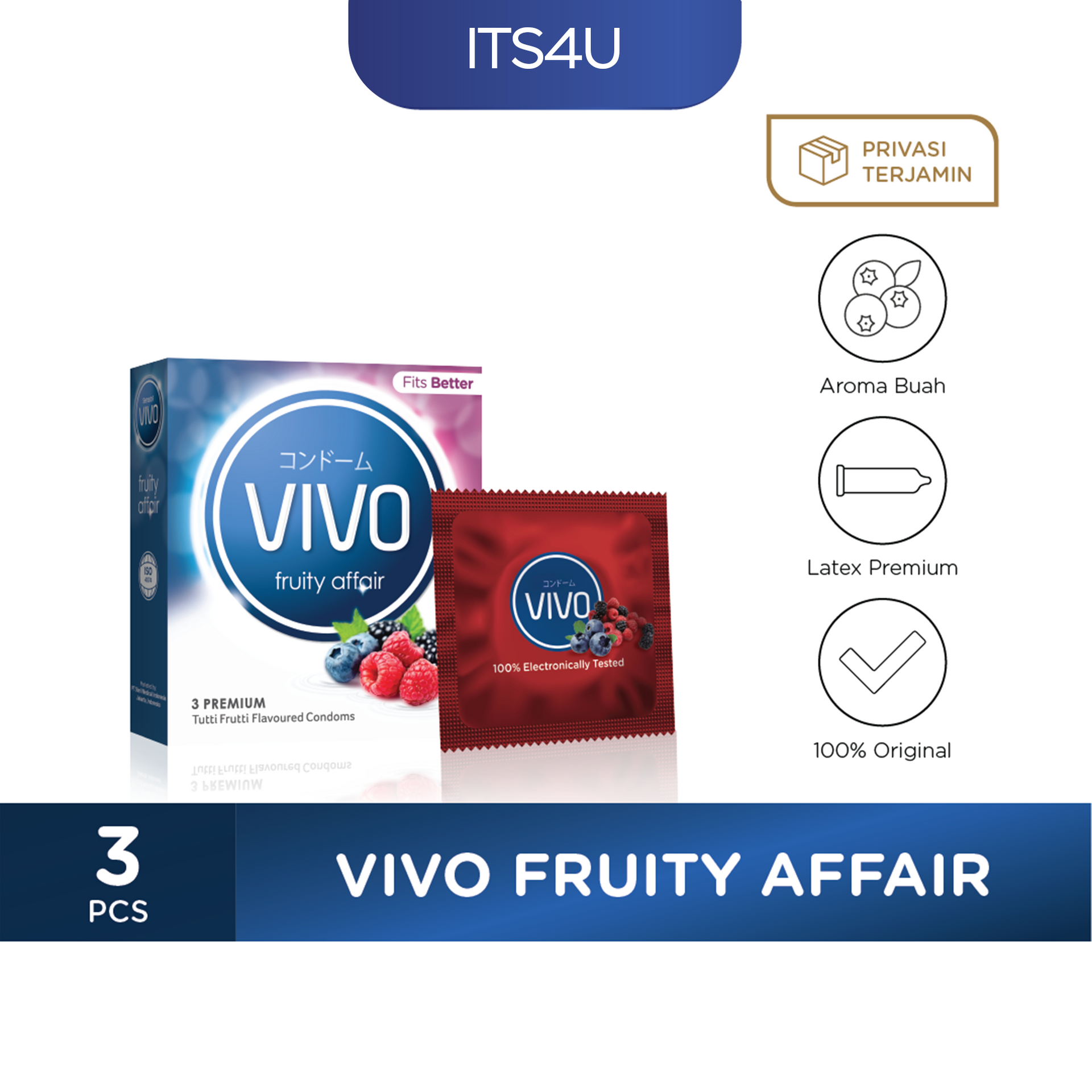 VIVO Fruity Affair Kondom isi 3 Pcs / Aroma Manis Segar