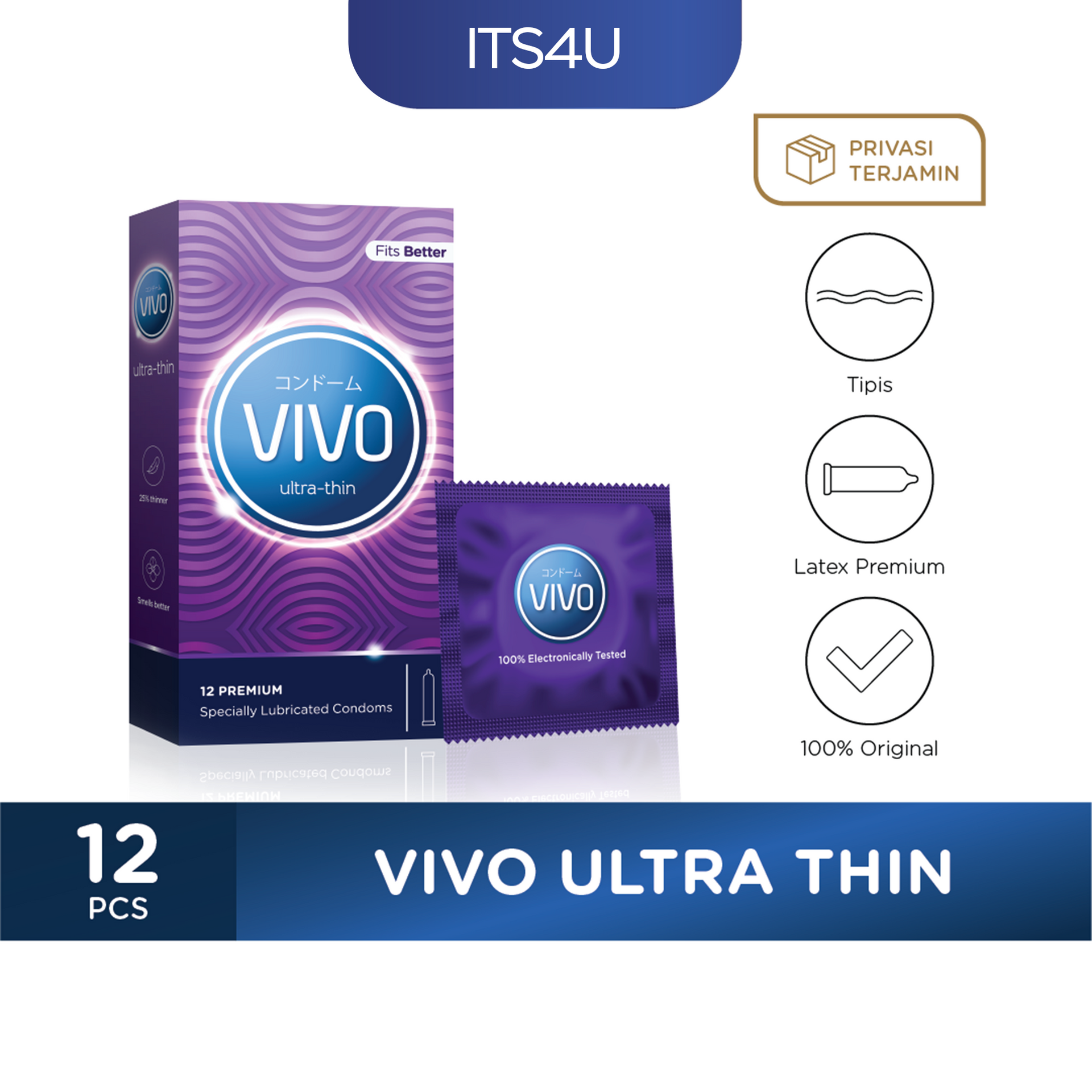 VIVO Kondom Ultra Thin isi 12 Pcs / Tipis Ekstra Aman