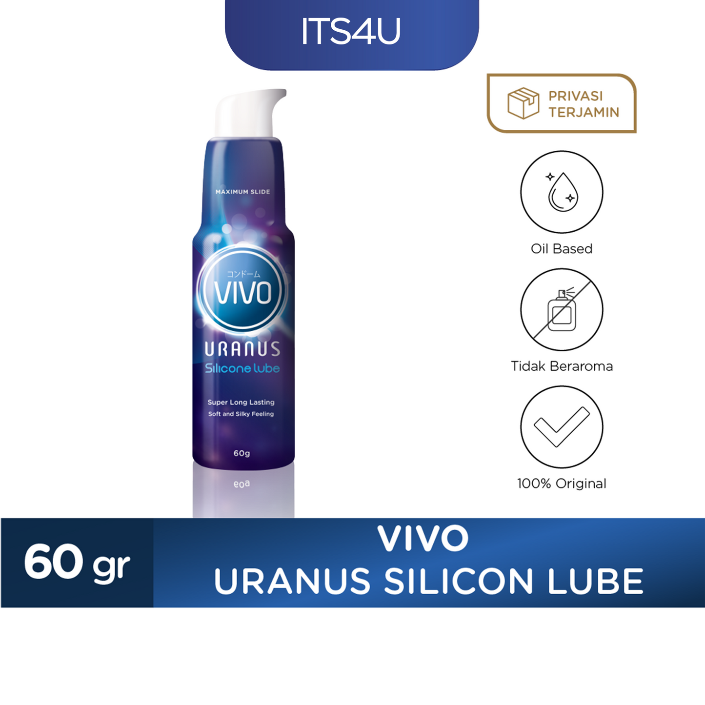 VIVO Uranus Silicone Lube isi 60gr / Pelumas Pelumas Kondom